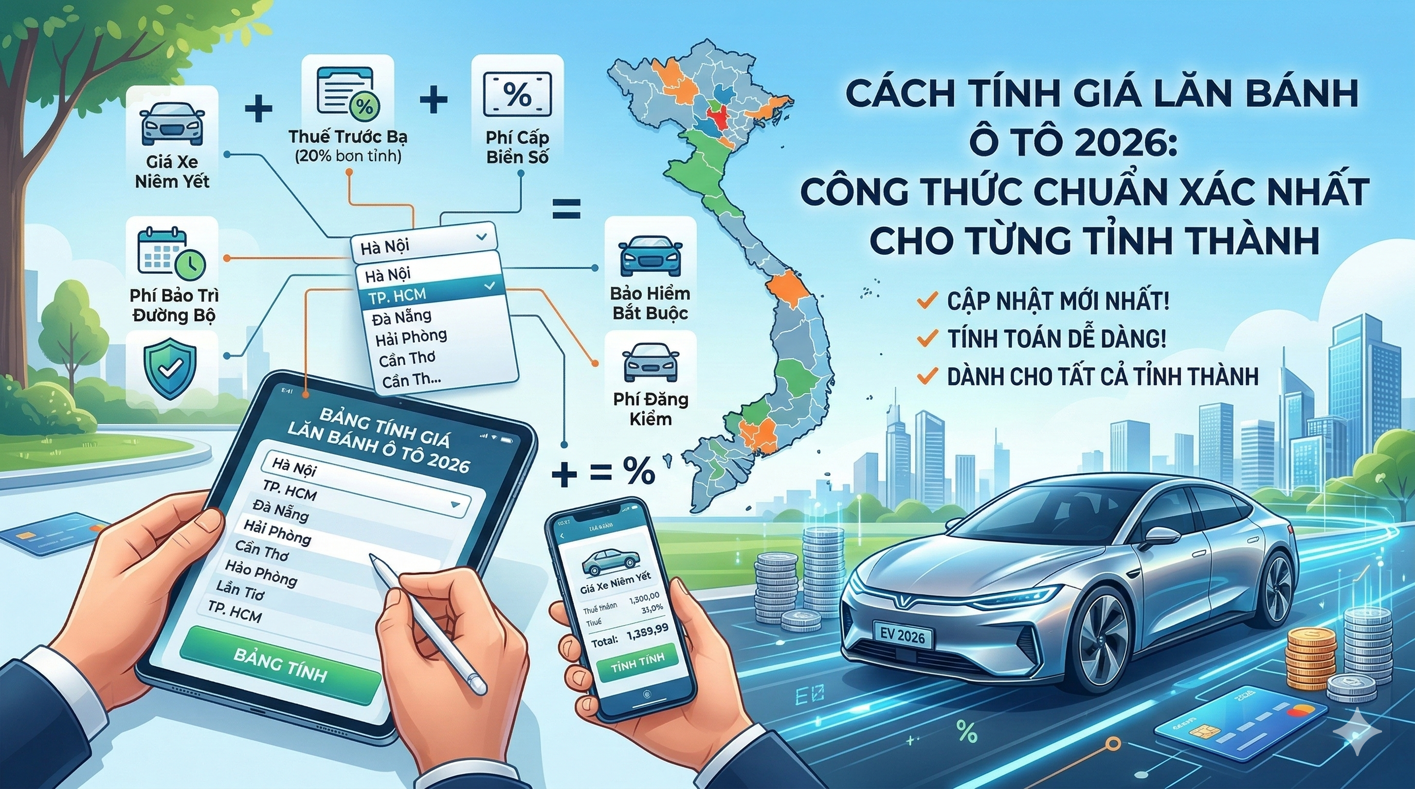 Cách Tính Giá Lăn Bánh Ô Tô 2026: Công Thức Chuẩn Xác Nhất Cho Từng Tỉnh Thành